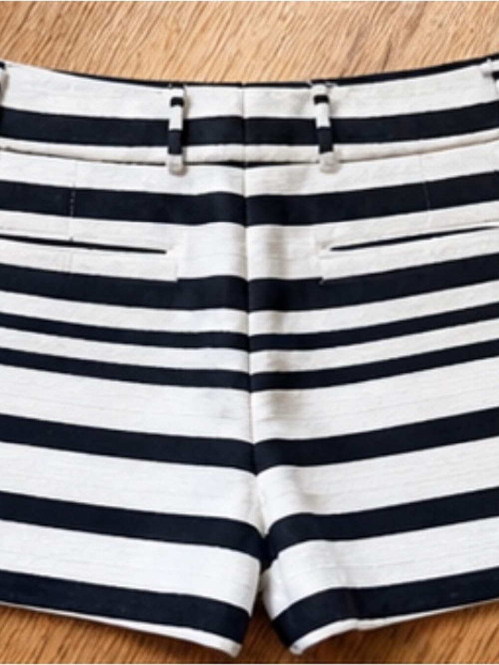 New York & Co Striped Tailored Shorts Cotton Blend Flat Front - Picture 11 of 12